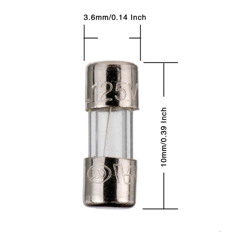 BOJACK Christmas Light fuses 5x20mm 125V 1A 2A 3A 4A 5A 8A 10A Fuse Fast-Blow Glass Fuses 3.6X10mm Mini Fuse 125V 2.5A 3A 5A amp Fuses Assortment Kit
