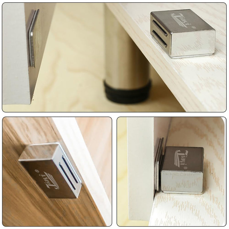 Magnetic Cabinet Catches Adhesive Jiayi 4 Pack Cabinet Magnetic Latch Cabinet Door Magnet Stainless Steel Kitchen Magnetic Door Latch for Cupboard Magnetic Closure Closet Door Closing for Drawer Small- 4 Pack Silver - NewNest Australia