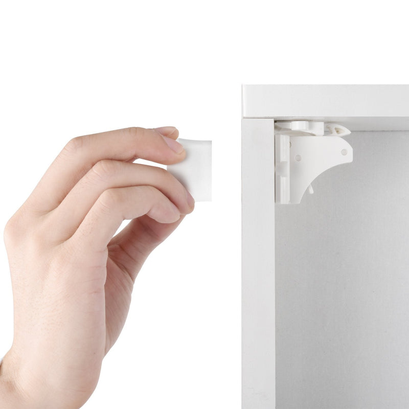 Vmaisi Adhesive Magnetic Locks for Cabinets & Drawers (10 Locks and 2 Keys) Standard 10.0