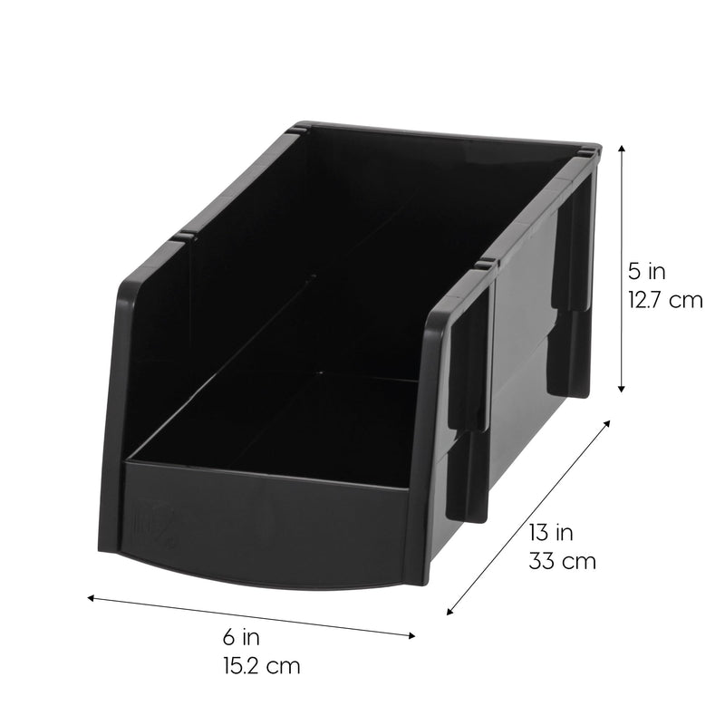 IRIS USA Plastic Shelf Bins Stackable Open Front Storage Bins Plastic Hanging Organizer Bin Caddy Basket for Hardware Crafts, Small Parts, Nuts and Bolts, Tool Storage - Large Black 8 Pack Large - 8 Pack