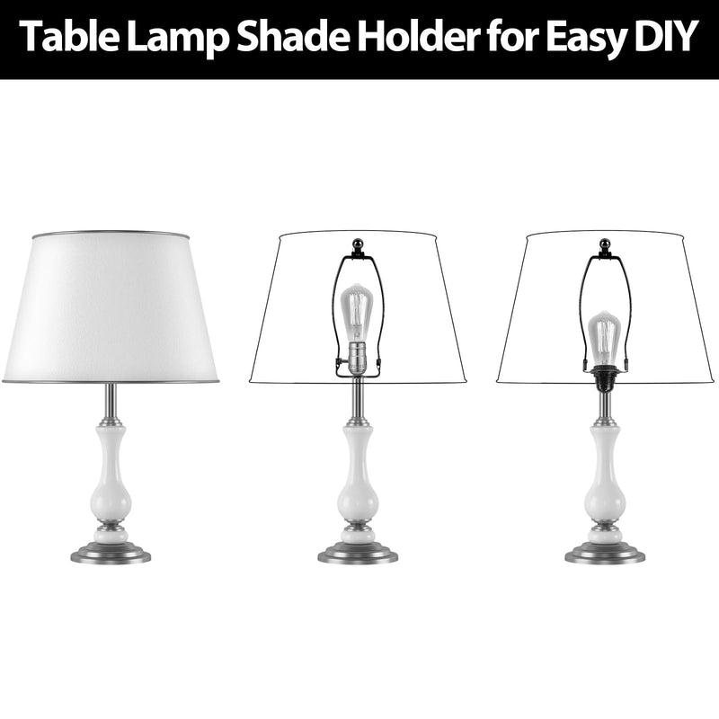 8 Inch Lamp Harp 2 Set, Detachable Lamp Shade Holder for Table and Floor Lamps with Finial, Lamp Shade Harp with 3/8 Standard Saddle and 42mm Saddle Base for E26/E27 Socket, Black 8 Inch
