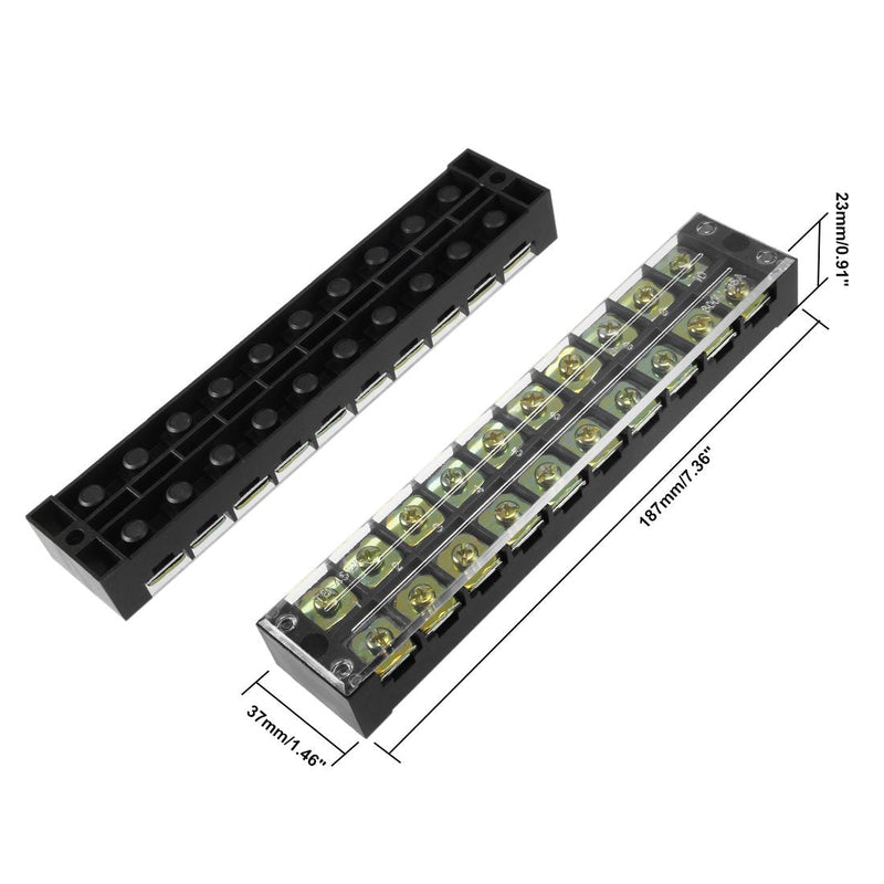 uxcell Dual Rows 10 Positions 600V 45A Cable Barrier Block Terminal Strip TB-4510L