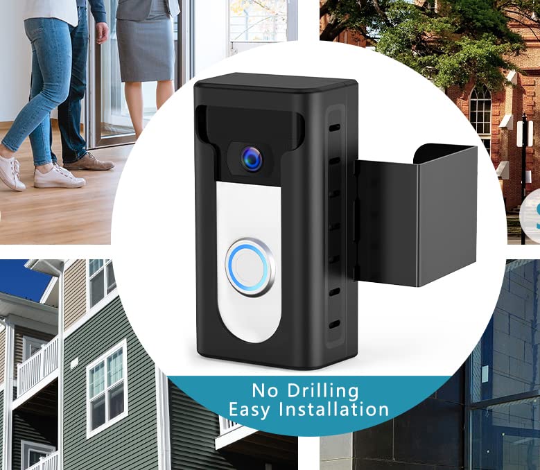 KIMILAR 2024 Upgrade Anti-Theft Video Doorbell Mount, Not Block Doorbell Motion Sensor, Adjustable No-Drill Mounting Bracket Wedge Holder Accessories for Home Rentals Office Room Carbon Black
