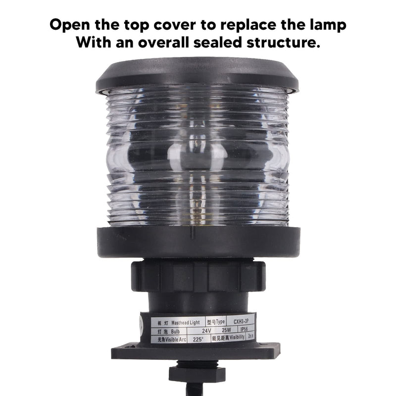 Focket Masthead Light, 225° Light Angle IP56 Masthead LED Marine Navigation Light with 2n.m Visibility Distance, Marine Masthead Boat Light Masthead Deck Light for Sailboats