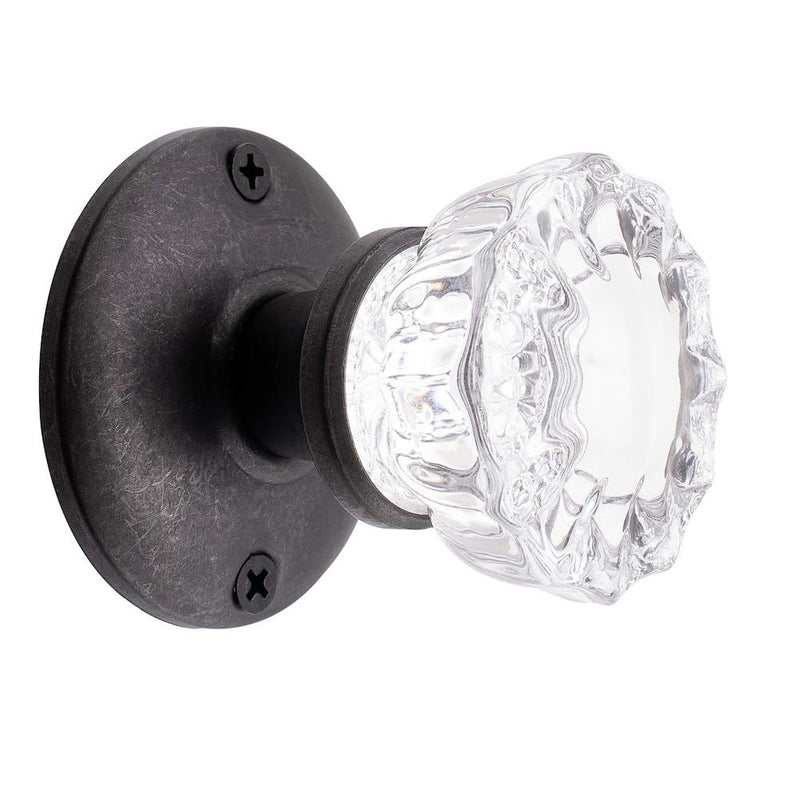 Rousso's Reproductions Affordable Fluted Glass Door Knob Set with all Hardware Needed to Install in Modern Pre-drilled Door or as Replacement Set for Older Door (Oil Rubbed Bronze) (Passage 2-3/8") V1 Ver 1.0: Passage 2-3/8"