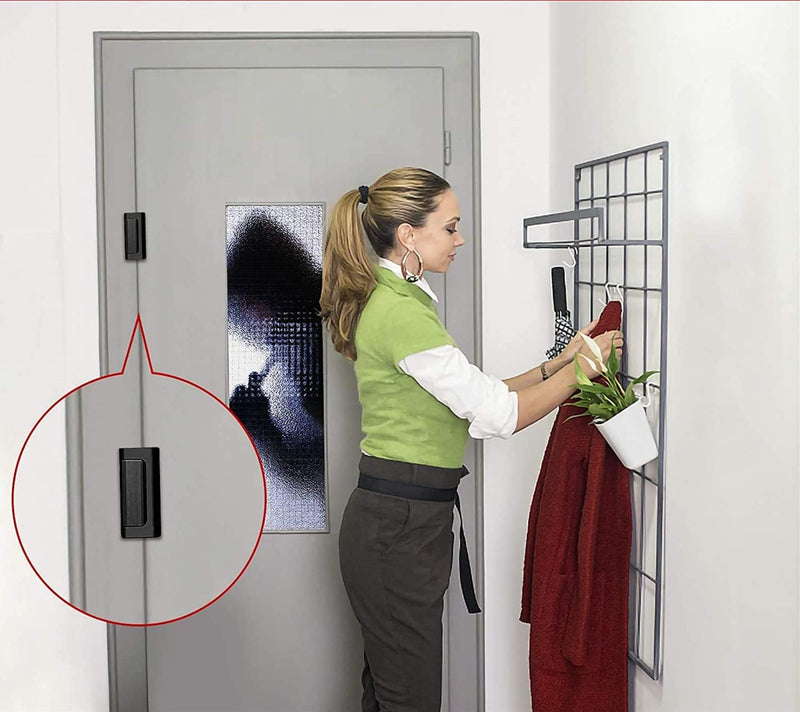 szhdx Door Security Lock, Upgrade Home Security Door Lock & Reinforcement Lock with 3 inch Stop and 8Screws, Door Lock Child Proof Security Door Stopper for Inward Swinging Door(2PC Black)