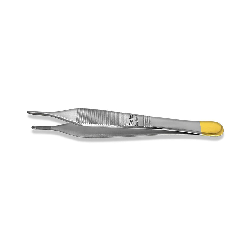 Cynamed T/C Adson Plastic Surgery Forceps 4.75" Straight Fine Point with Tungsten Carbide Inserts Surgical Veterinary Instruments with Gold Handle (1X2 Teeth, Adson Tissue Forceps, TC) 1x2 Teeth