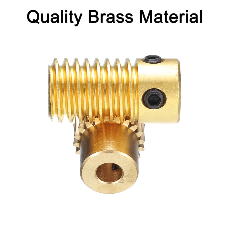 uxcell Worm Gear Set - 0.5 Module 20:1 Reduction Rate 3mm Hole Dia Gear Shaft and 4mm Hole Dia Gear Wheel 20T Drive Gear Box (Brass)