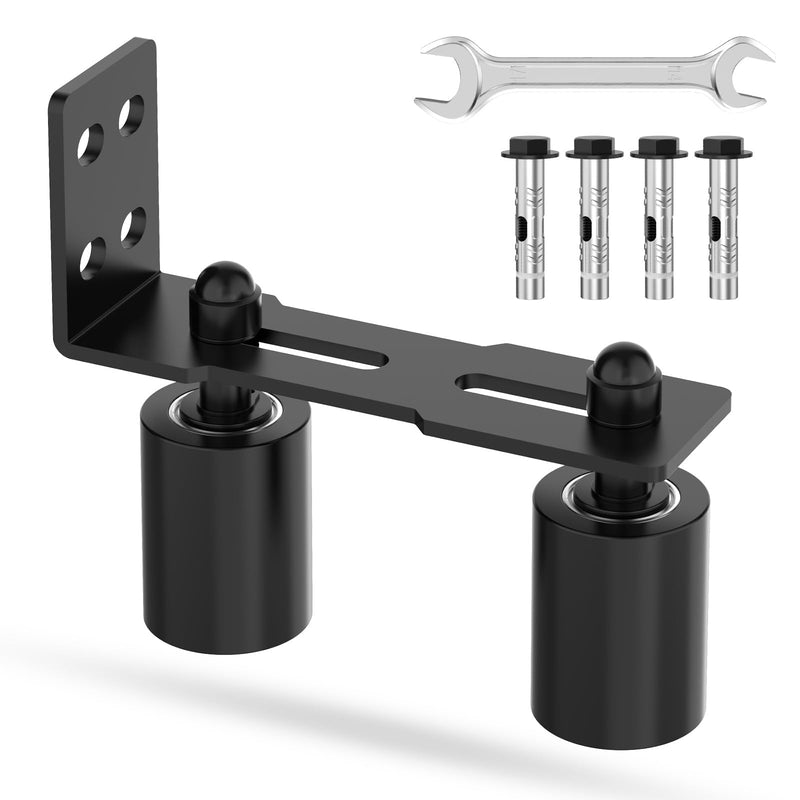 Sliding Gate Guide Rollers & Hardware Kit – Heavy Duty 3" Adjustable Nylon Wheels, Rust-Proof L-Bracket for Sliding Gates, Wood, or Garage Doors (Black-1pc, 3in) Black-1pc