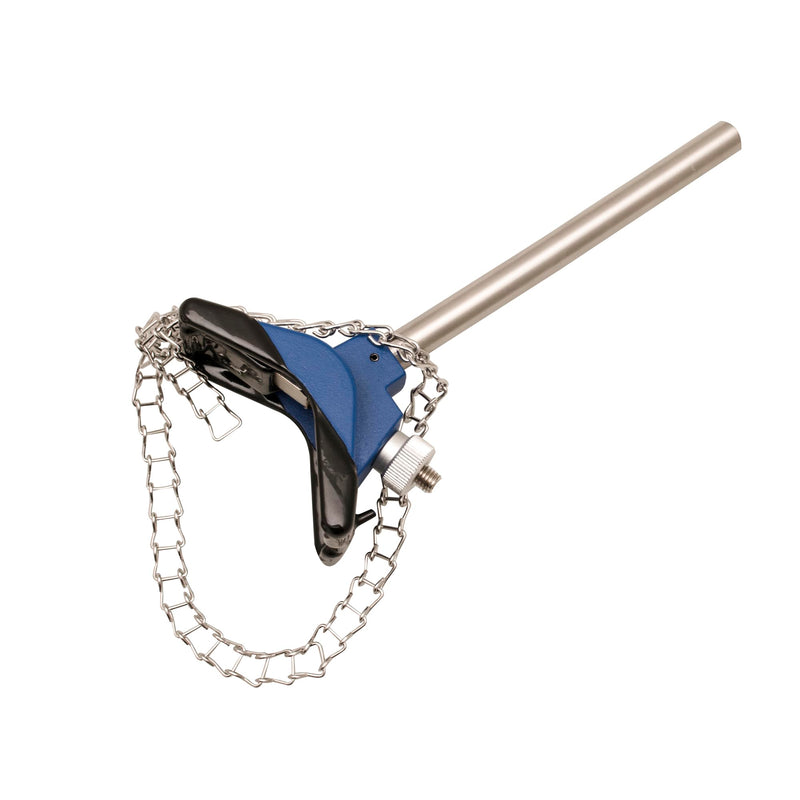 EISCO Clamp, 8 Inch with Chain, 19 Inch - With Stainless Steel Rod - Ideal For Beakers, Bottles and Flasks