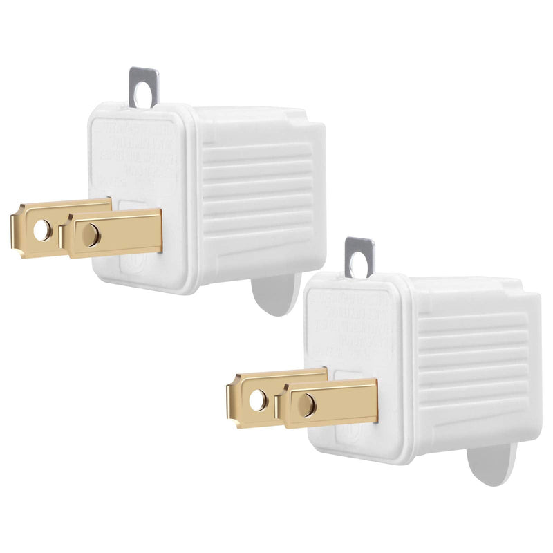 TENINYU Grounded Adapter 3-Prong to 2-Prong Outlet Converter - 3 Pin to 2 Pin Plug Socket Adapter Extension for Electrical Cord, Household, Workshops, Industrial, Machinery (2 Pack) 2 Pack White