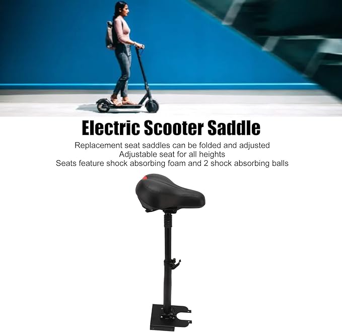 VGEBY Electric Scooter Seat Electric Scooter Saddle Electric Scooter Seat Foldable Punch Free Shock Absorbing Foam Scooter Saddle for XIAOMI M365 (Large, Seating Kit) - NewNest Australia