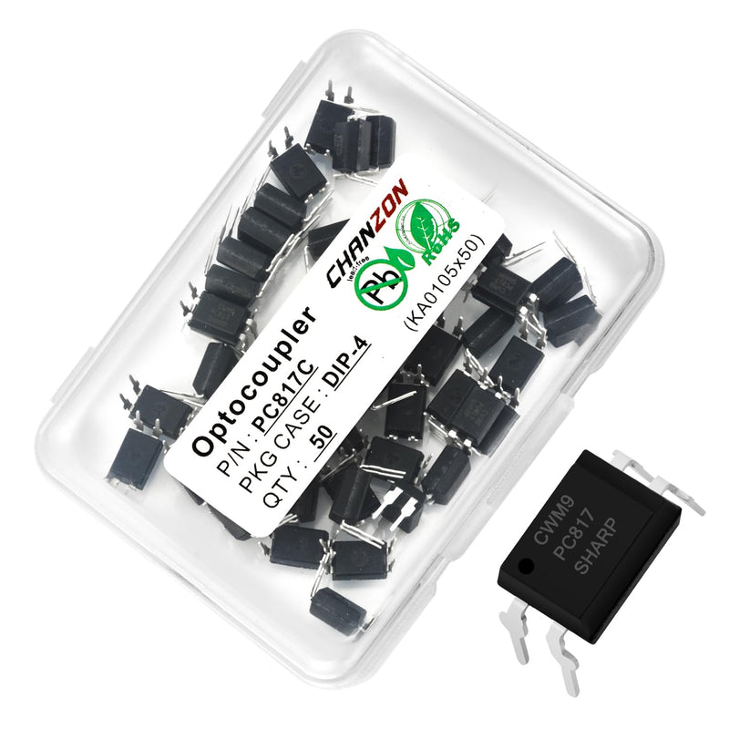 Chanzon 50pcs PC817 Optocoupler PC817C DIP Installation DIP-4 50%-600% Transfer Ratio 4pin Optocouple Compatible with EL817C/LTV817C/FL817C/el817 Optical Isolator