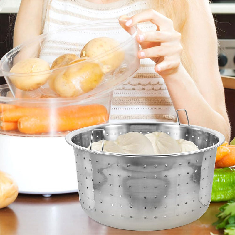 PRETYZOOM Steaming Basket for Rice Cooker Vegetable Food Steamer Basket Insert 9.25 Inch Stainless Steel Steamer Rack with Dense Holes and Non-Slip Bottom for Even Heating