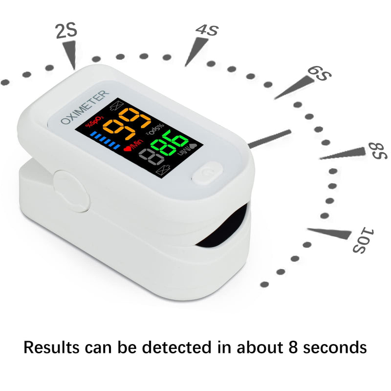 Pulse Oximeter Fingertip Blood Oxygen Saturation Monitor, Oximeter Finger Pulse Oximeter(SpO2 and PR), LED Screen with Lanyard [White]