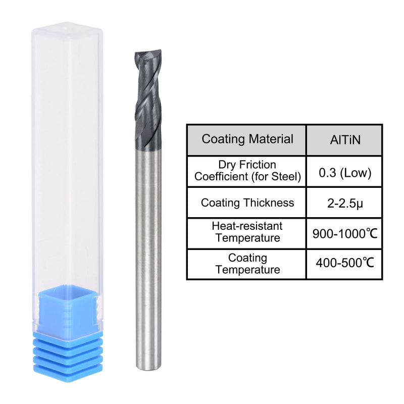 uxcell Square Nose End Mill, 4mm Tip Dia Solid Carbide AlTiN Coated CNC Router Bits 2 Flute Spiral Milling Cutter HRC45 with 4mm Shank 50mm (2-inch) Length 4mmx10mmx4mmx50mm