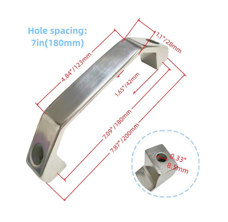 Bow Door Handle, Heavy-Duty 304 Stainless Steel Handle handrail for Drawers, cabinets, Entrance Door Handles (Hole spacing: 7"(180mm)) hole spacing: 7"(180mm)