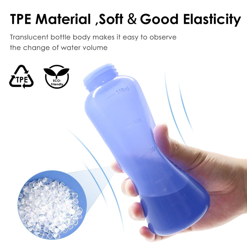 RUFCRIL Peri Bottle, Portable Travel Bidet with Bag, TPE Material Can Be Boiled, 17oz/500ml with 2 Sealing Rings,Essentials for Postpartum Perineal Care,Hemorrhoid Treatment,and Baby(Blue) Blue