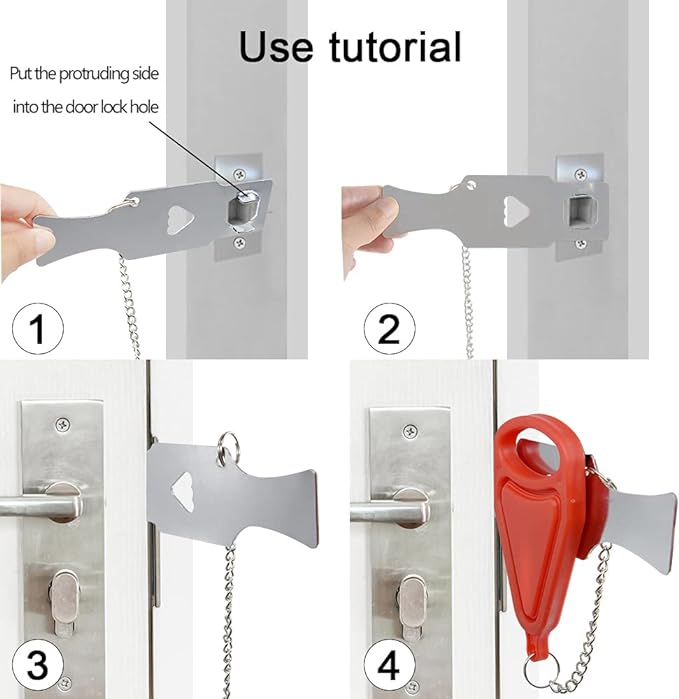 Portable Door Lock, Travel Lock, AirBNB Lock, School Lockdown Lock Also Security Home Apartment Living Hotel Motel, Security Lock Used for Travel, Family, Hotel Security Xhwykzz (2 Pack) - NewNest Australia