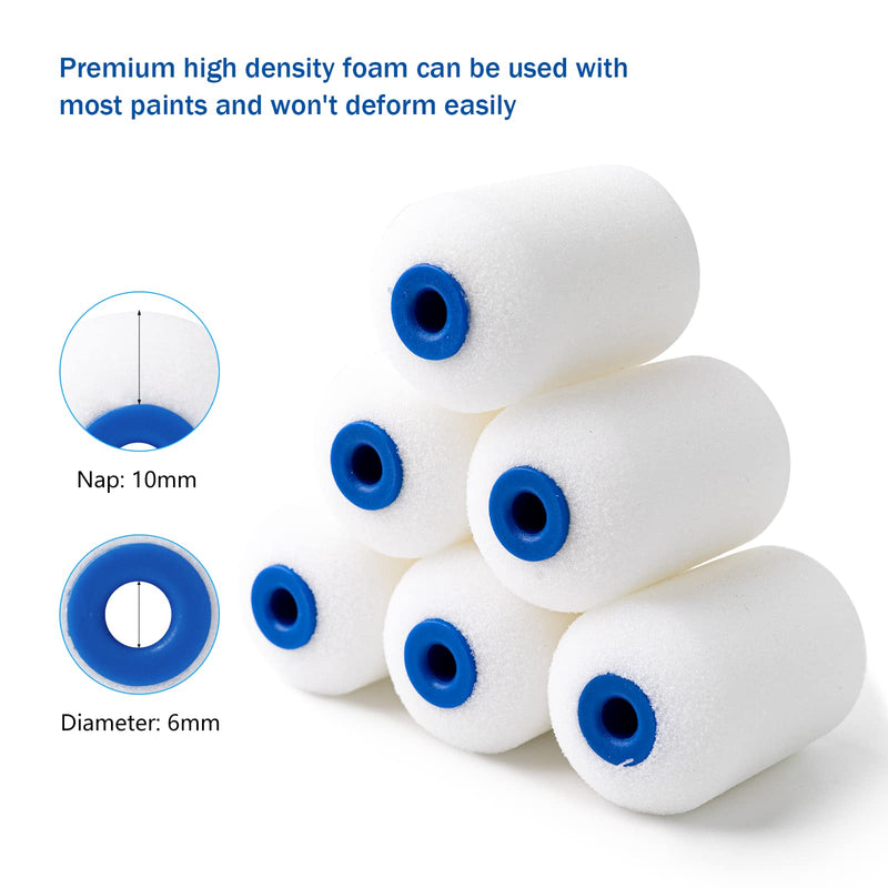 Mister Rui Foam Paint Roller, 2 Inch Mini Paint Roller Kit 10 Pack, Touch Up Small Paint Roller for Painting Wall, Door, Cabinet 2 Inch,10 Pack