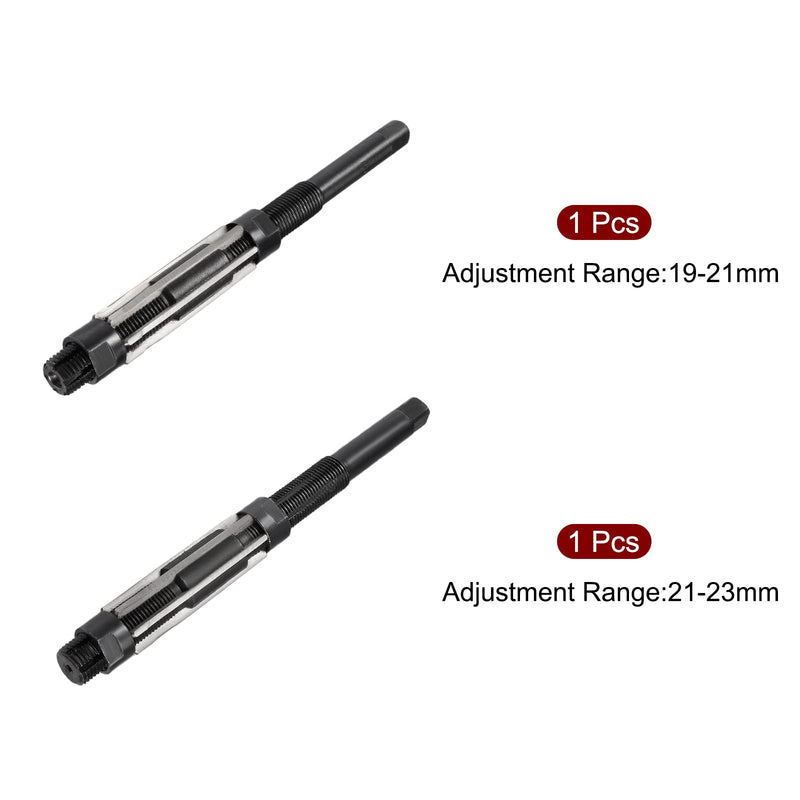 uxcell Adjustable Hand Reamer Set 19-21mm and 21-23mm High Speed Steel H8 6 Straight Flutes Milling Cutter Tool 2pcs