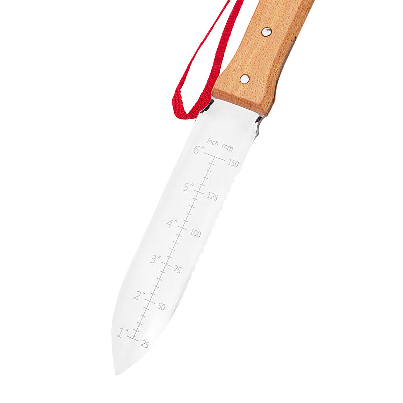 NJP651 Hori Weeding & Digging Knife-Hardened HRC58 Edition, Authentic Tomita (Est. 1960) Japanese Stainless Steel, 7.25" Blade, Wood Handle, w/Premium Leather Sheath
