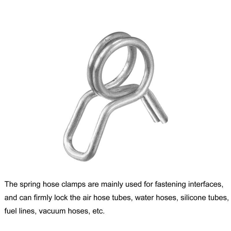 uxcell Double Wire Spring Hose Clamp, 20pcs 304 Stainless Steel 5mm Inner Dia Fit 5.5mm-6.2mm OD Hose Fuel Line Silicone Tube Spring Clips