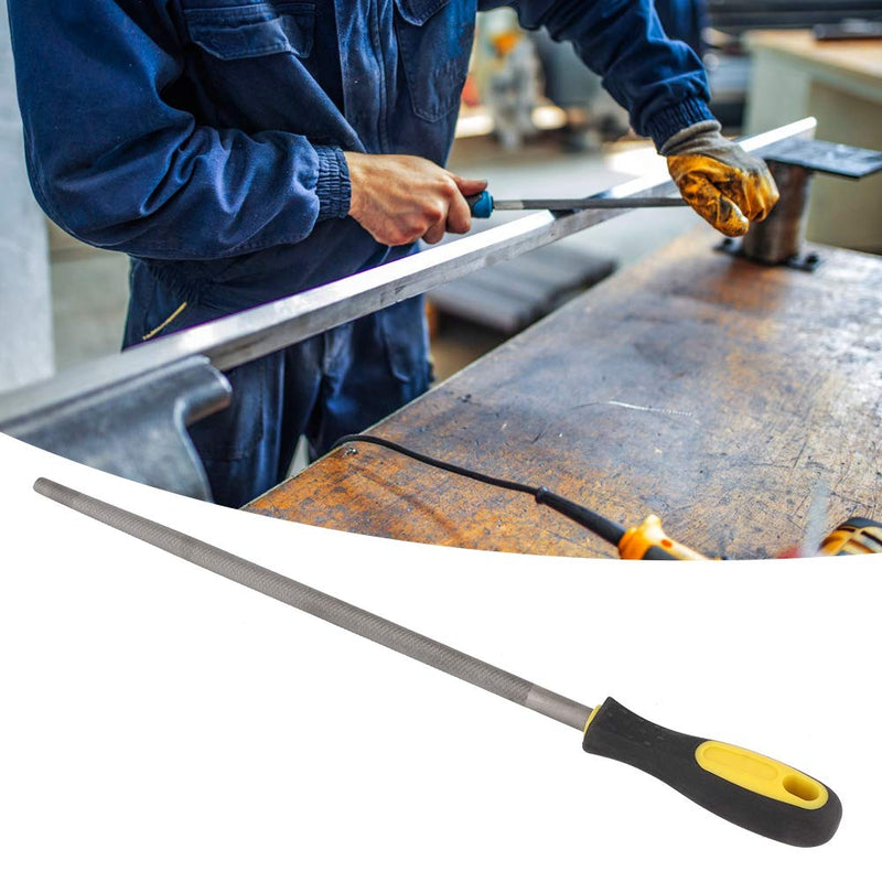 Fdit 12 Inch Round Mill Steel File Rasp with Handle T12 Carbon Tool Steel Special Tooth Design Sharpening Shaping Tool for Metal Projects(#3) #3