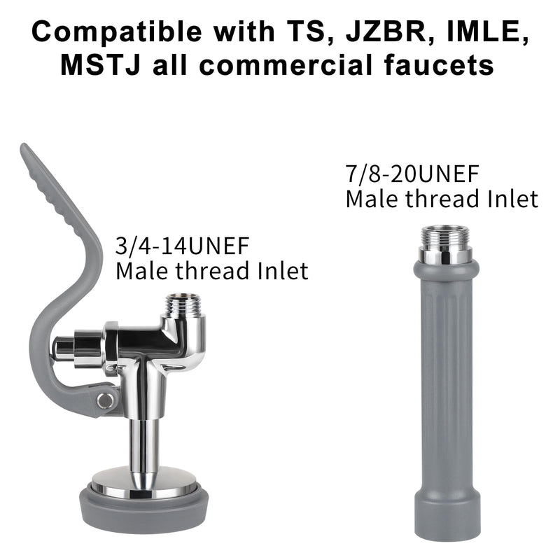 Pre Rinse Sprayer Pull Down Spray Valve with Handle Grip Assembly Replacement Kit for Commercial Restaurant Industrial Sink Faucets 1.42 GPM High-Pressure Head Dish Sprayer Nozzle Chrome