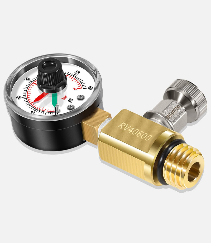 98209800 High Flow Manual Relief Valve/Air Relief Manual Valve Assembly with Pressure Gauge, Replacement for Pool and Spa Filter (RV40600 (98209800 Brass)) RV40600 (98209800 brass)