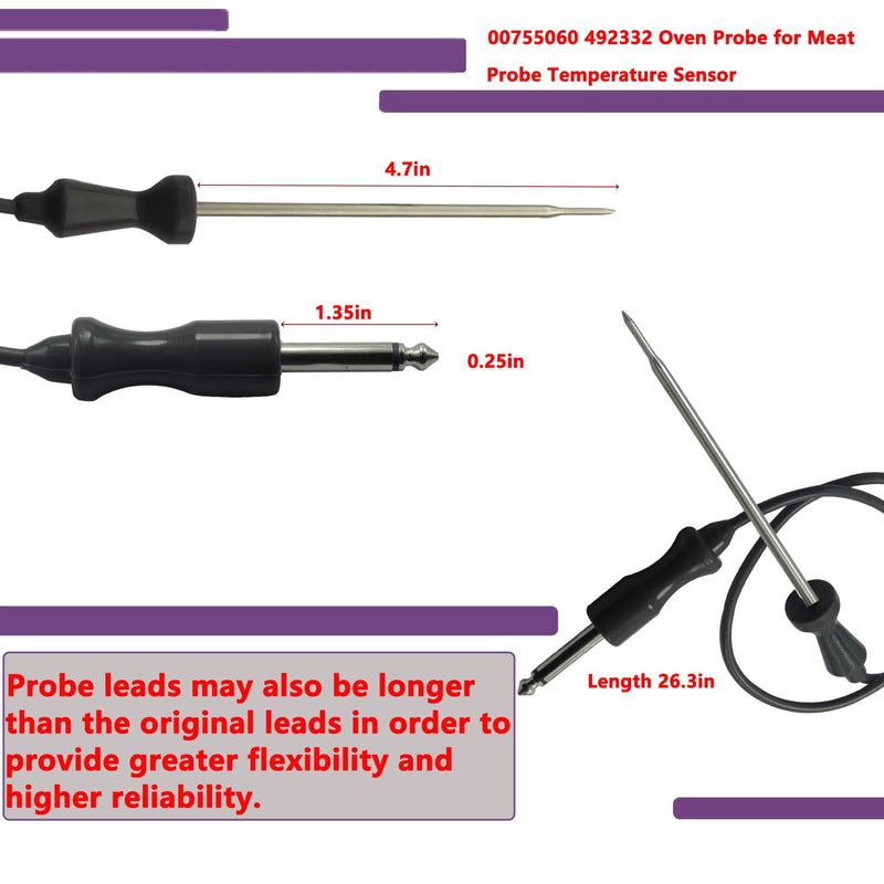 for Meat Probe 00492332 00755060 Oven Probe Compatible Wolf Oven Probe 492332 AP3775647 AP3194240