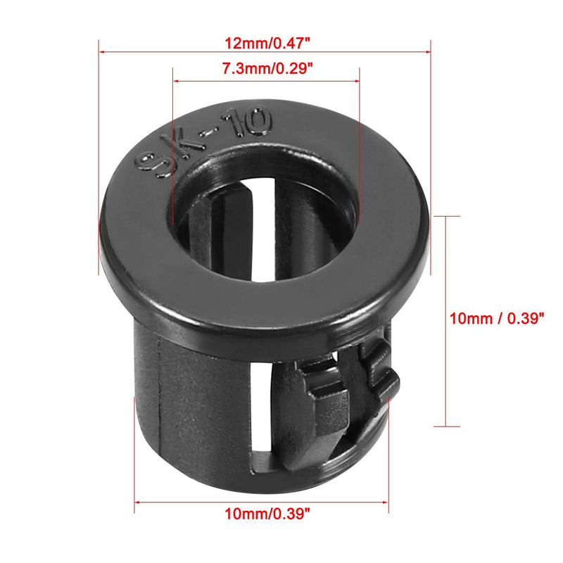 uxcell 20pcs 10mm Mounted Cable Hose Snap Bushing Grommet Protector Black