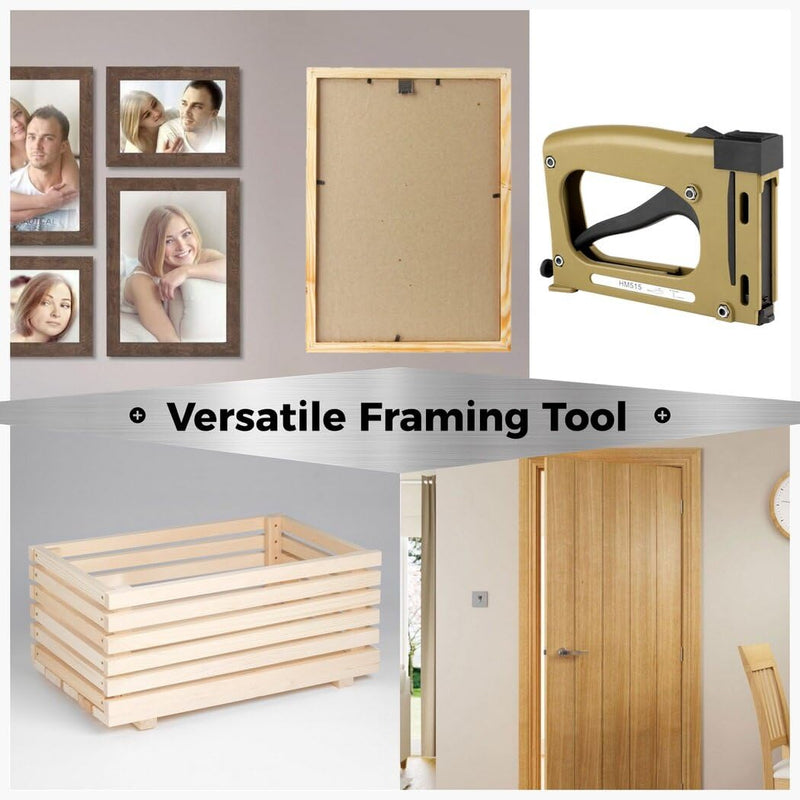 Point Driver for Pictures Framing with 1000 Staples, Picture Frame Stapler, Adjustable Point Tacker, Framing Point Driver for Picture Frames, Furniture Repair, DIY Crafts