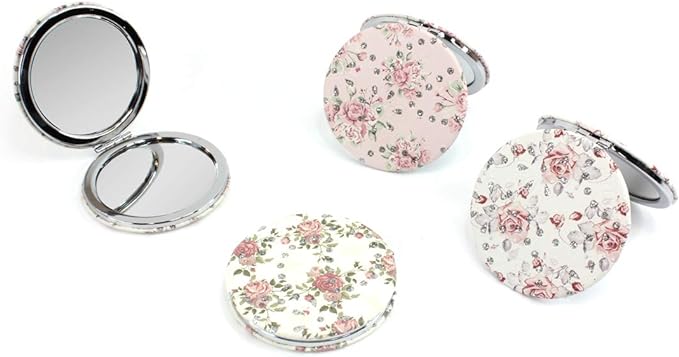 Royal Arden 73539 Compact Mirror (Round), Equal & 2x Magnification, Rose Pattern - NewNest Australia