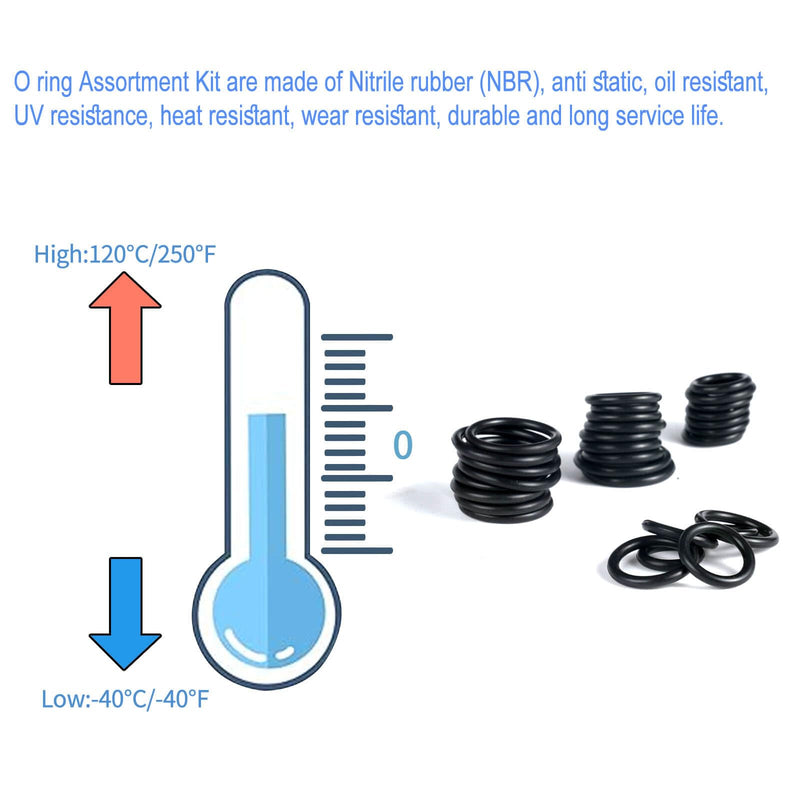 400 Pcs Rubber O-Rings Assortment Kit, 24 Sizes O Rings Assortment Rubber O-Ring Sealing Seal Assortment Set for Faucet, Hose, Automotive Repair, Plumbing, Gas, O Rings Kit