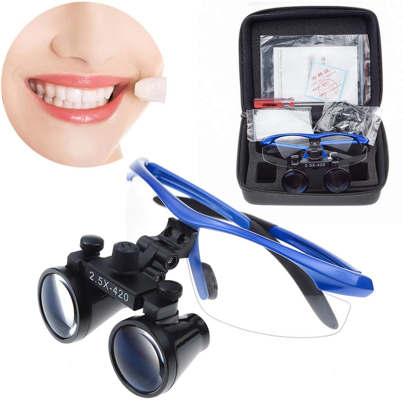 2.5X420MM Dental Surgical Binocular Magnifier Loupes Surgical Magnifier Optical Glasses Blue