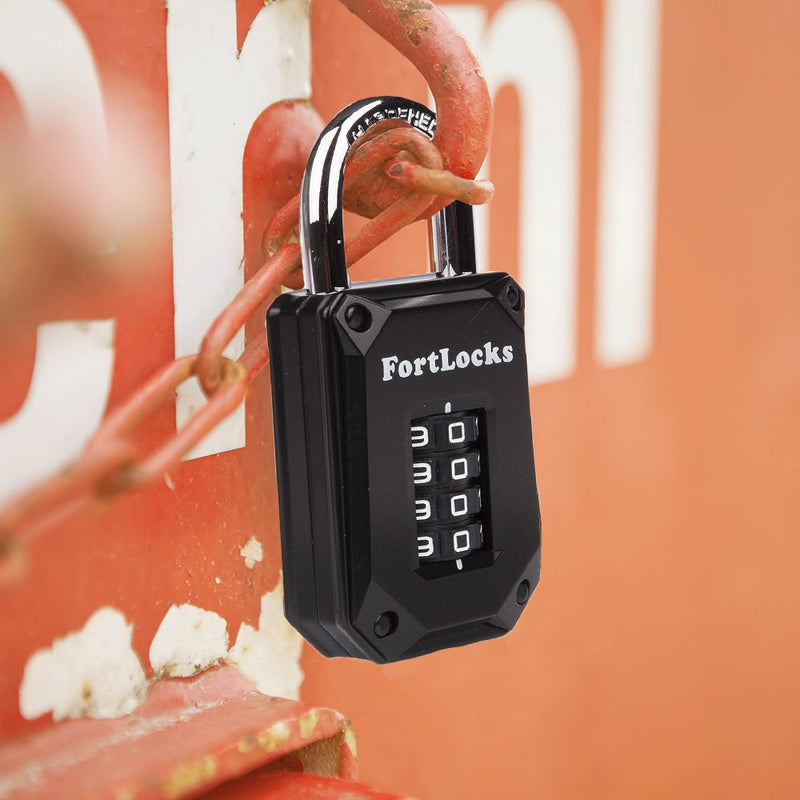 Gym Locker Lock - 4 Digit, Heavy Duty, Hardened Stainless Steel, Weatherproof and Outdoor Combination Padlock - Easy to Read Numbers - Resettable and Cut Proof Combo Code - 1 Pack Black - NewNest Australia