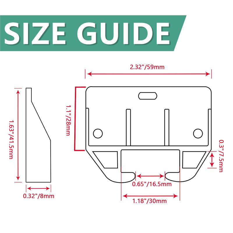 Litoexpe 10 Pieces White Plastic Drawer Guides Rear Drawer Replacement Guides Brackets, Drawer Track Parts for Furniture, Dressers, Wardrobe (with Screws) 58×41×29mm - 10 Pcs
