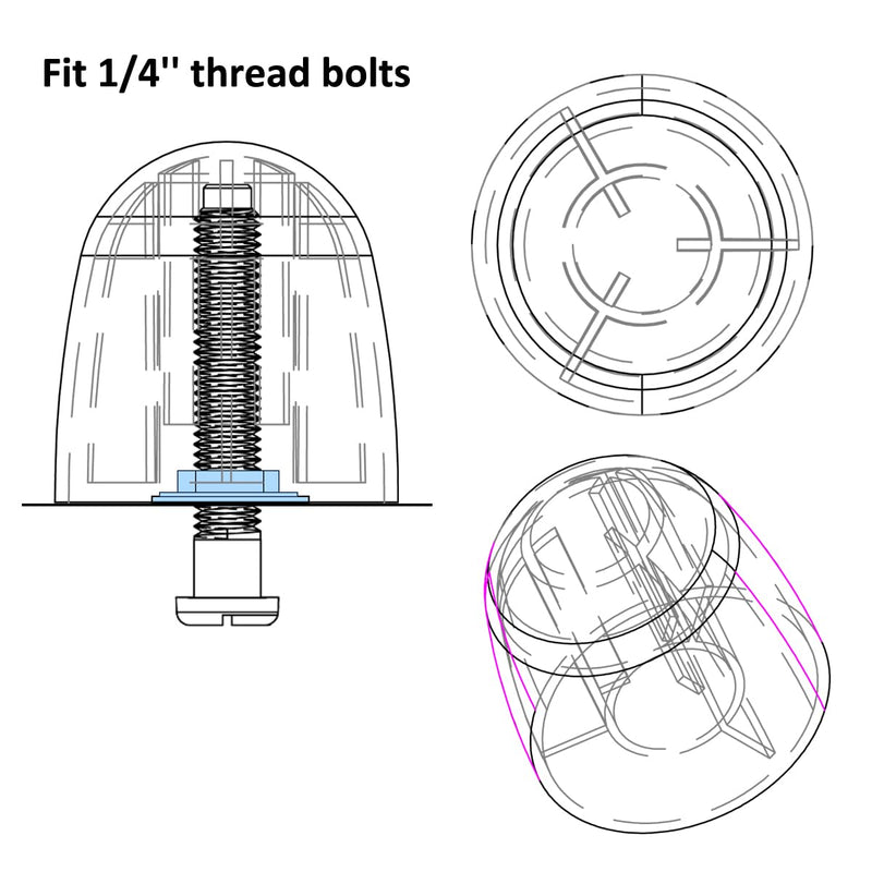 Toilet Bolt Caps Decorative fit 1/4 inch Threaded Bolts, Toilet Bolt Covers, Toilet Floor Screw Covers