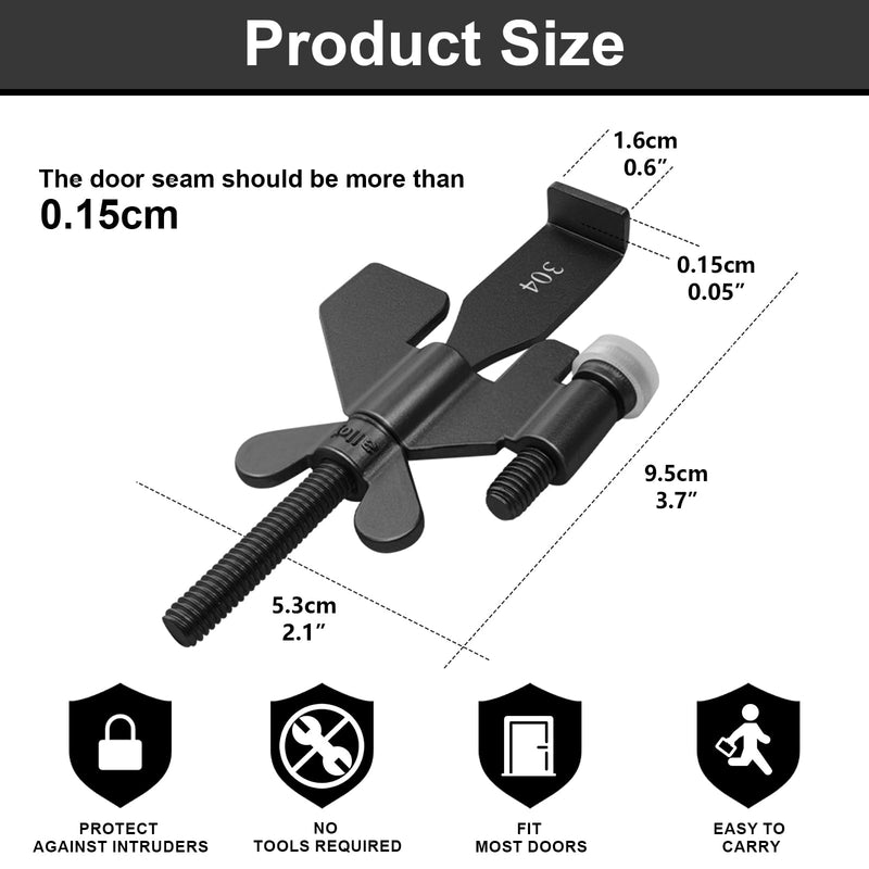 AceMining Upgraded Portable Door Lock Home Security Door Locker Privacy Perfect for Traveling Hotel Home Apartment College and Travel Lockdown Locks for Additional Safety, Black 1 Pack
