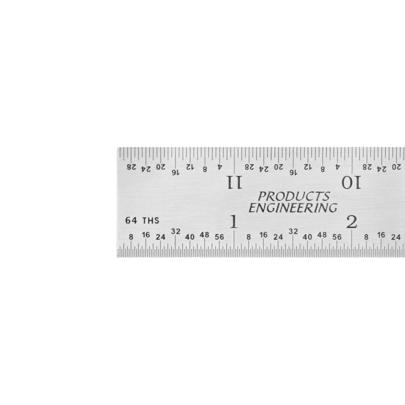 PEC Tools High Precision Metal Ruler, 12 Inch Rigid Machinist Rule, 4R Graduation (1/8", 1/16", 1/32", 1/64"), Carbon Steel with Satin Chrome Finish, Trusted by Professionals, Made in USA