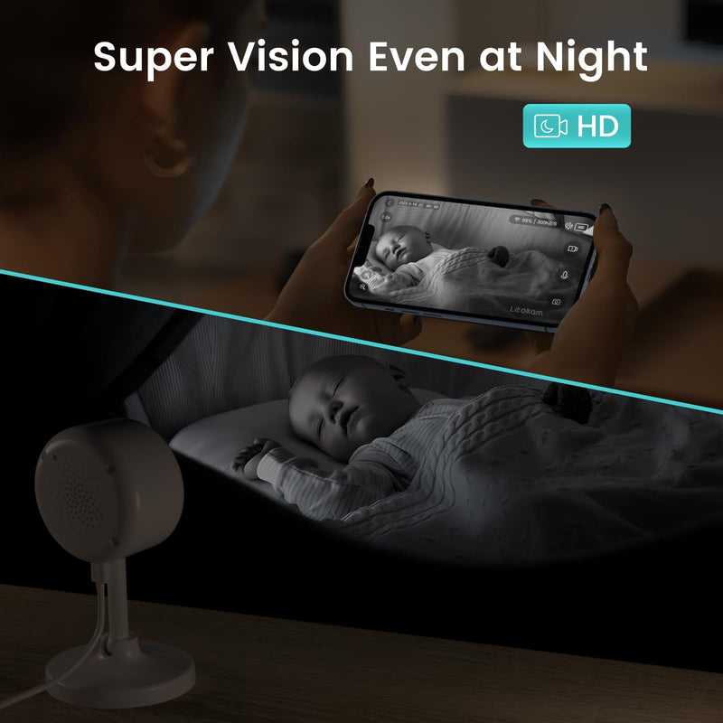 litokam Indoor Camera, Cameras for Home Security with Night Vision, Pet Camera with Phone App, 2K Indoor Security Camera, Motion Detection, 2-Way Audio, WiFi Home Camera, Baby Monitor Work with Alexa