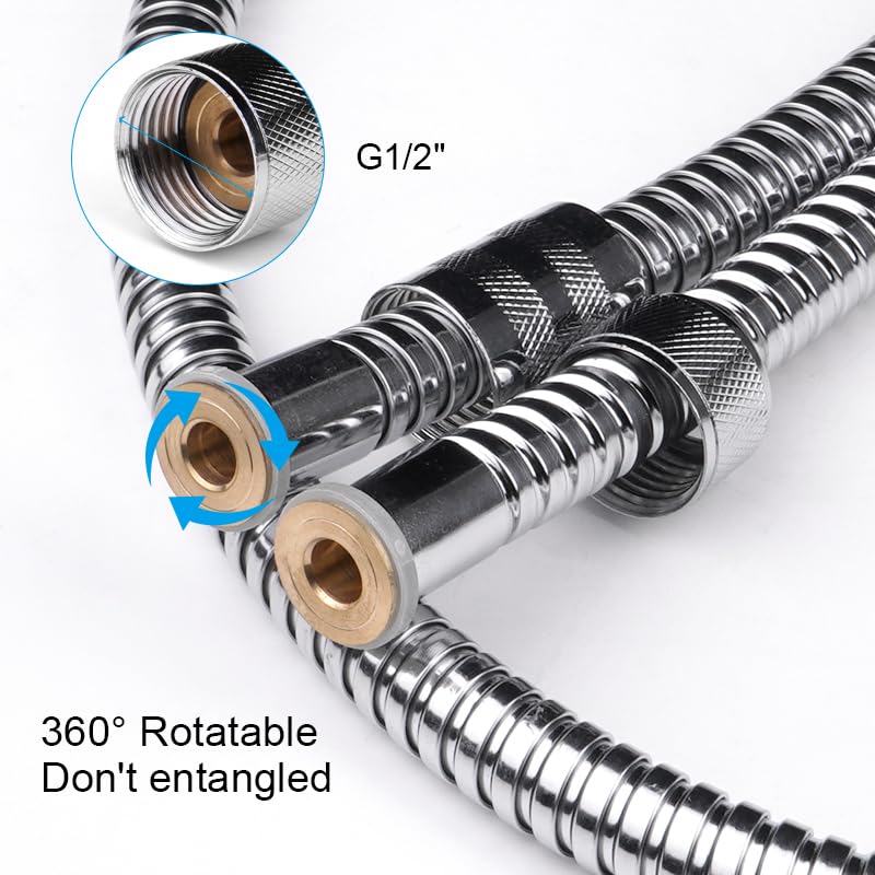 Shower Hose Extra Long 96 inches Shower Head Hose Replacement Stainless Steel Handheld Shower Hose Flexible and Durable with Brass Insert and Nut Chrome 96inches