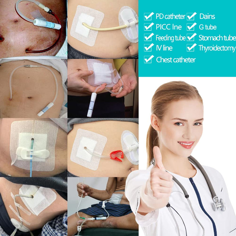 Feeding Tube Pads for Peritoneal Dialysis Peg/G/J Tube Stabilizer Accessories PD Abdominal Support Holder Patch Individually Packed Adhesive Stickers for Elderly Man Woman (Pack of 10) Catheter Stabilizer Adults-10 Pcs