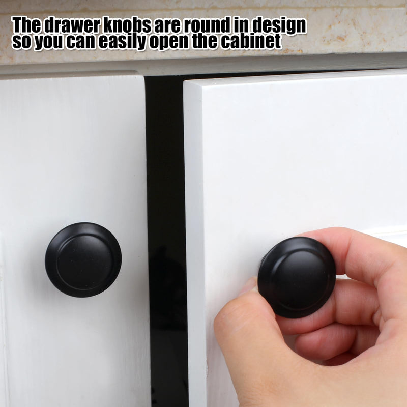 Romeda 18 Pieces Drawer Knobs, 30mm Black Cabinet Knobs, Drawer Pulls and Knobs, Dresser Knobs, Kitchen Knobs, Dresser Drawer Knobs, Knobs for Cabinets with Screw Round-type Black