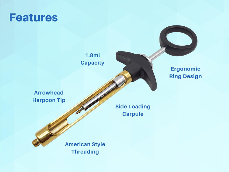 Dental Syringe Aspirating 1.8ml Set of 3 Black & Golden anesthetic syringe dental Instrument