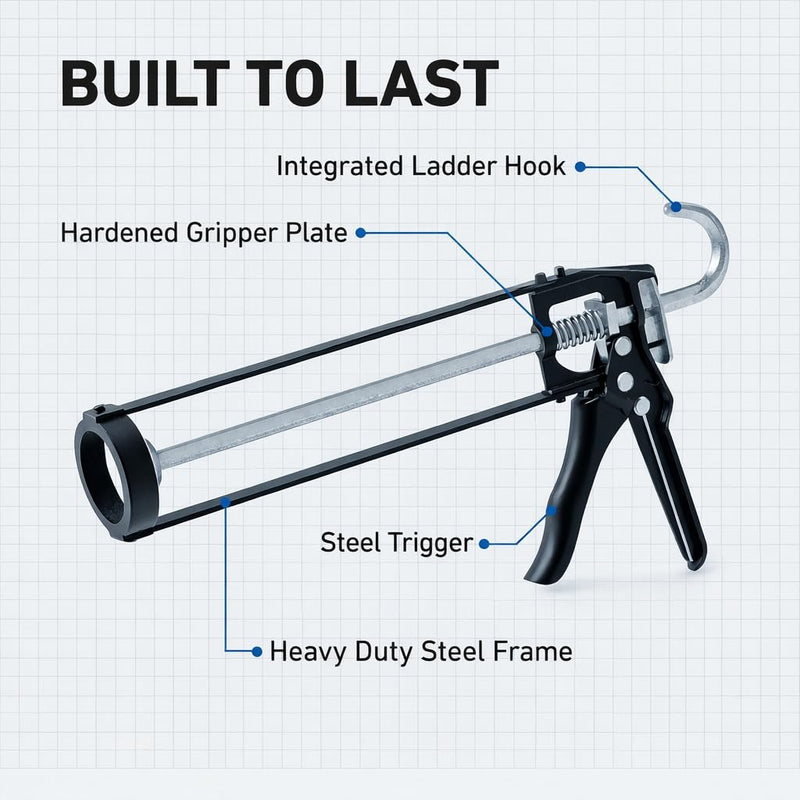 107 Series Manual Caulking Gun -10 oz Cartridge Dispenser, 7:1 Thrust Ratio, Lightweight 1.20 lbs No Drip Hand Operated Sealant & Adhesive Applicator - Professional Contractors DIY Projects