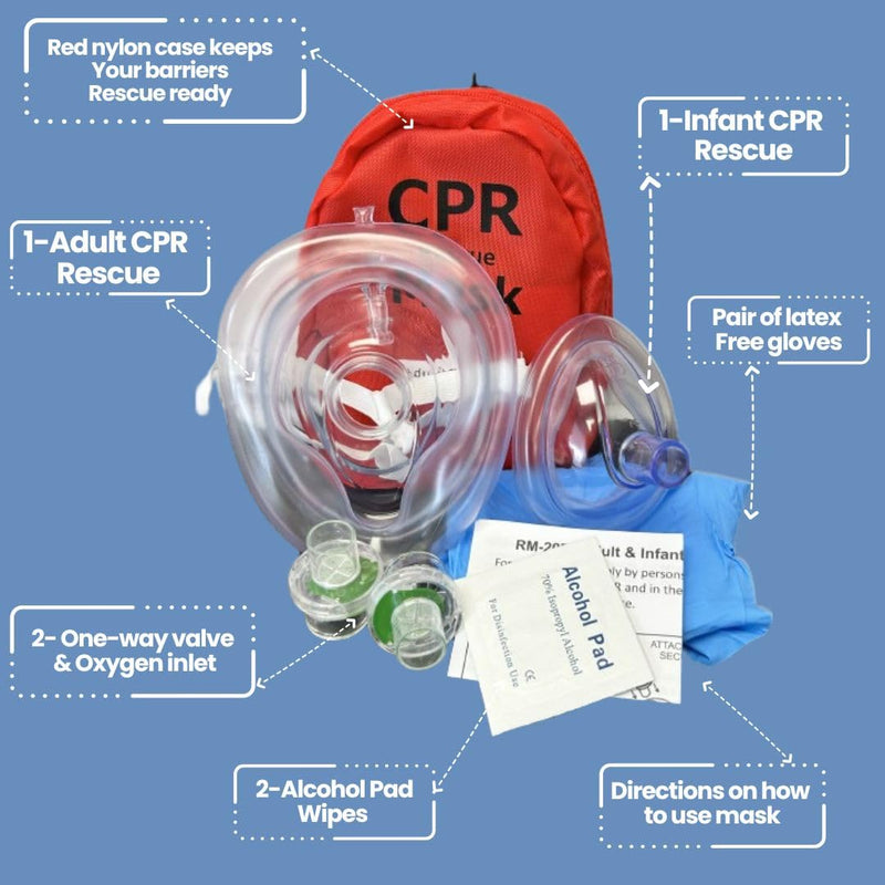 Adult & Infant CPR Mask Combo Kit with 2 Valves, MCR Medical