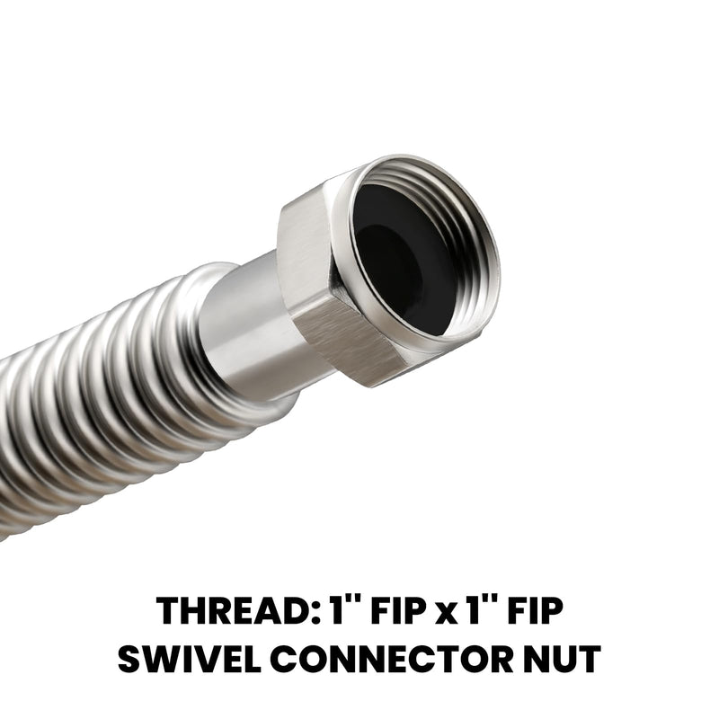 Watflow 24inch Stainless Steel Corrugated Water Heater Connector Flexible for Female Iron Water Pipes Fitting, 1" FIP x 1" FIP, 24" Length (2 Packs)… 24"L / 1x1"FIP