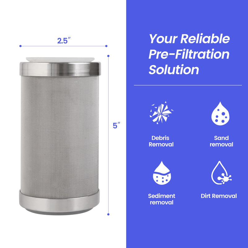 Stainless Steel Re-Cleanable Wire Mesh Filter Cartridge 5 "Length,2.5 "OD(10 Micron) LX-5A-10U